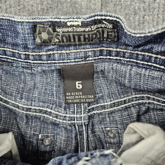 Southpole Jean Shorts Boys 6 Blue Denim Adjustable Waist 100% Cotton 5 Y2K - Picture 6 of 8
